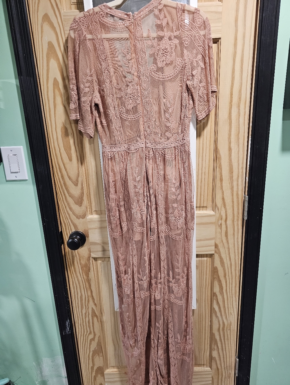 Haute Monde Dusty Rose Lace Maxi Romper Dress - Picture 4 of 4